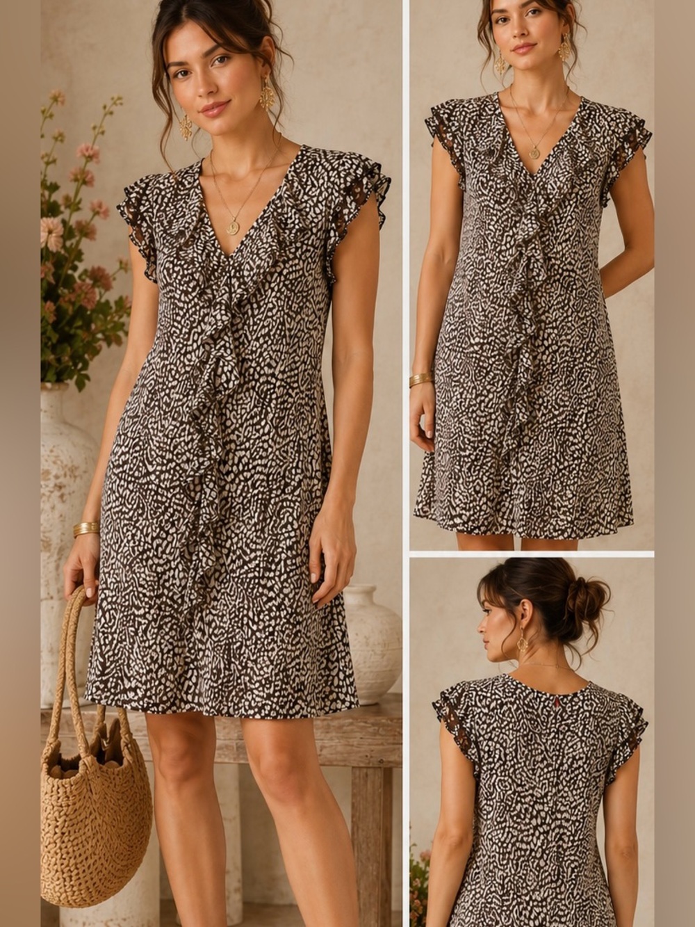 Sunny Leigh Brown and Cream Printed Dress